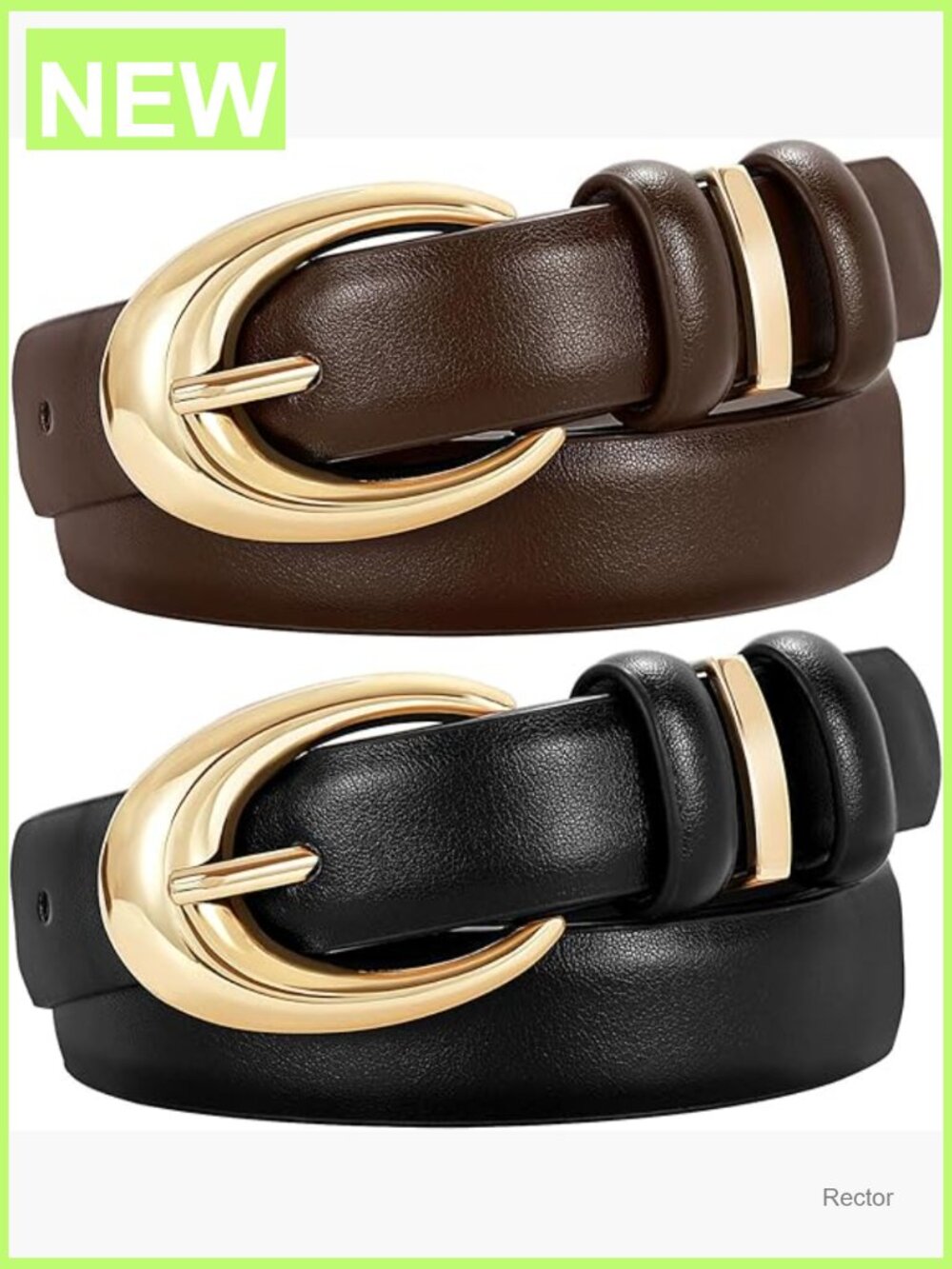 Women's Faux Leather Skinny Belt Set 2 Pack